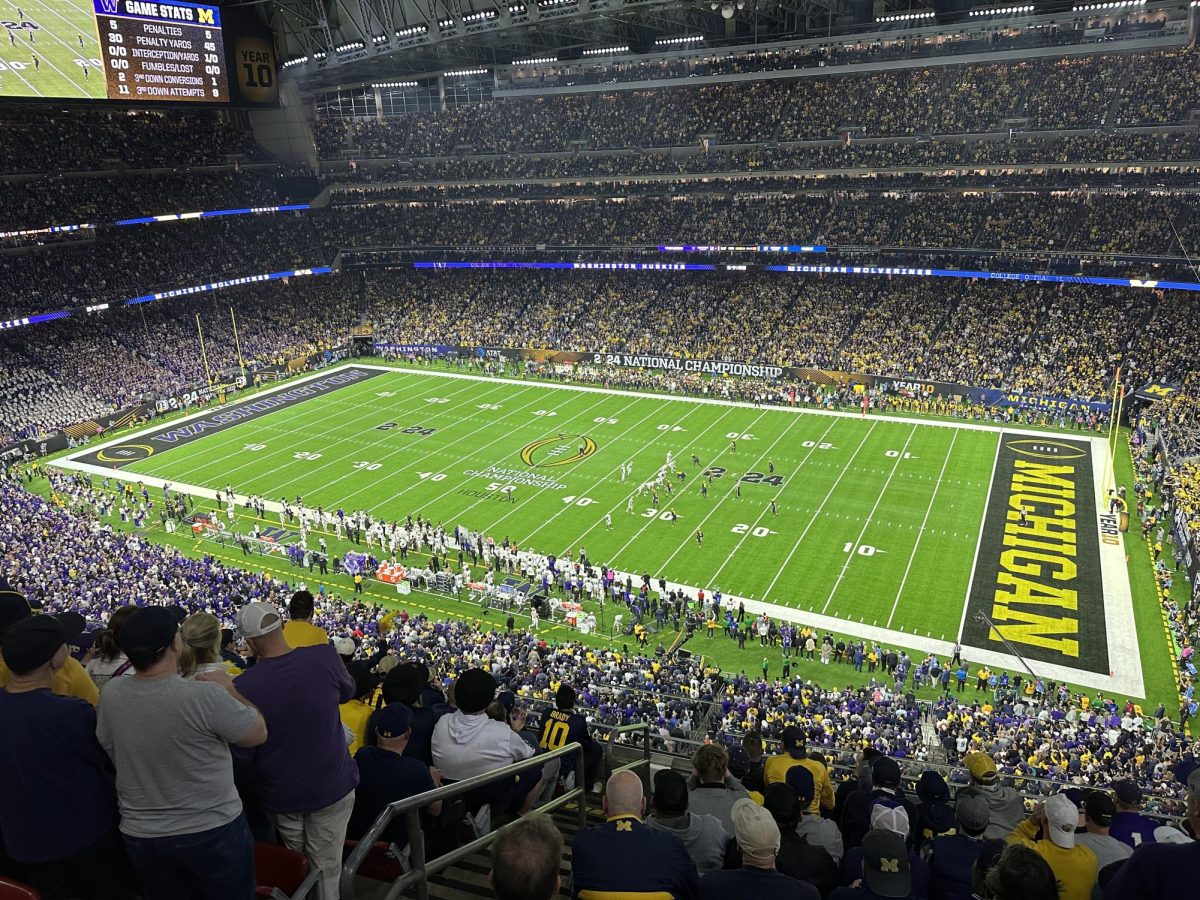 Authors view of the football game. 