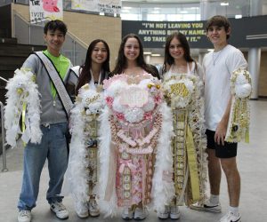 The Homecoming court: Faith Pham, Jonah Dorris, with Senior Officers, Mariana Rondon, Alexa Hodges, and Carter Smoller with their mums on 
